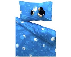 Leuk Kinder Dekbedovertrek Met Schapen - Blauw - 160x110 - Met Kussensloop 40x60 - 100% Katoen