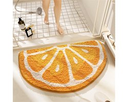 Leuke badmat met fruitmotief, extra absorberend, heel zacht, sneldrogend, geschikt voor kinderkamers, badkamers of andere ruimtes, 40 * 60 cm, oranje.