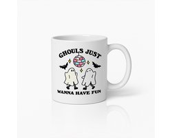 Leuke Halloween Geesten Mok "Ghouls Just Wanna Have Fun" – Schattige Griezelige Koffiebeker Cadeau
