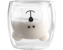 Leuke mokken met beer, theekopje, koffiekopje, melkmok, dubbelwandige glazen mokken voor stellen, grappige Valentijnsdag- of verjaardagscadeaus voor jou