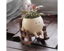 Leuke Smiley Gezicht Plantenpot voor Binnen en Buiten - Hars Succulente Pot met Drainage Gat - Uniek Geschenkidee voor Moeder en Kerstmis