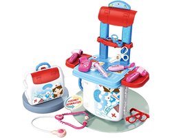 Leuke speelgoed dokterskoffer-dokterstas-dokterskit-speelgoed dokter koffer set-speelgoed set-meisje speelgoed koffer- speelgoedtas-kinderen speelgoed-nieuwe speelgoed jongen-blauw-