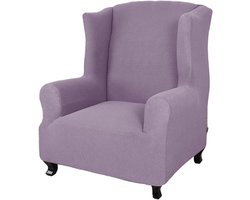 Leunstoelhoezen stoelovertrek Kleine geruite jacquard gebreide stof hoes voor oorfauteuil 1-delige antislip voor fauteuil -lichtpaars