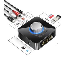 Levabe - Multi Connect Bluetooth Receiver & Transmitter - LCD scherm - Auto - TV - Bluetooth Transmitter - 2 in 1 Zender en Ontvanger - Audio Adapter - 3.5mm AUX/RCA/Optisch/Coax/usb/TF/SD
