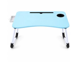 Levano Bedtafel Blauw - Laptoptafel - Opklapbare Tafel - Laptoptafeltje voor Bank - Tafeltje voor bij de Bank - Bedtafeltje Inklapbaar - Laptop Bureau - Tablet Tafel - Ontbijt op Bed Tafeltje - Laptop Standaard Opvouwbaar - Knietafel - Lapdesk