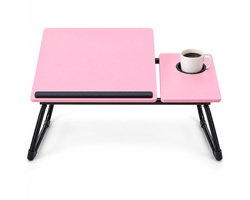 Levano Bedtafel Roze - Laptoptafel Inklapbaar - Bedtafeltje voor op Bed - Laptoptafeltje voor Bank - Bank Tafeltje - Laptop Tafel Verstelbaar - Ontbijt op Bed Dienblad - Ontbijttafel - Klein Bureau - Laptop Bureau - Tafel voor Woonkamer