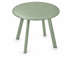 Levano Bijzettafel Buiten 50 cm Groen - Tuintafel Metaal Rond - Bijzettafeltjes Woonkamer - Balkontafel - Ronde Tafel - Tuintafeltje - Bijzet Tafeltje - Tafeltje voor bij de Bank - Side Table - Metalen Tafel - Terrastafeltjes voor Balkon