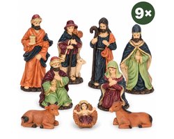 Levano Kerststal Figuren Set van 9 - 8 cm - Kerstversiering - Kerstdecoratie voor Binnen - Kerstfiguren voor Binnen - Kerstbeeldjes - Kerstbeelden - Kerstverhaal - Kerstkribbe - Kerst Figuurtjes