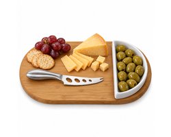 Levano Snijplank - Borrelplank Set - Tapasplank met Schaaltje - Serveerplank Hout - Kaasmes - Bamboe Snijplank - Houten Plank Keuken - Kaasplank met Mes en Bakje - Tapasschaal - Kaasbord - Kaas Plankje - Borrelplank met Bakje - Kaasplank Set