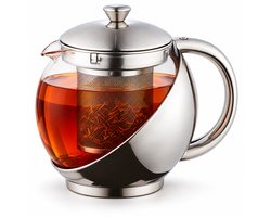 Levano Theepot met Filter - Theefilter voor Losse Thee - Glazen Theepot met Zeef - Theezetter - Teapot met Infuser - Theefilter RVS - Glazen Theekan - Tea Infuser - Theemaker - Theeaccessoires - Thee Zetten - Keukenbenodigdheden - Tafelgerei
