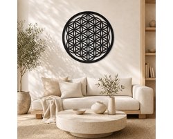 Levensbloem - Muurdecoratie - Wanddecoratie - Muurdecoratie woonkamer - Schilderij - Muurdecoratie slaapkamer - Industrieel - Wanddecoratie hout natuurlijk - Wandcirkel - Wanddecoratie buiten - Wanddecoratie tuin - Wanddecoratie rond - Slaapkamer