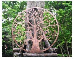 Levensboom als muurdecoratie - Metalen boomdecoratie - Voor de woonkamer - Gedetailleerd metaalwerk - 60 cm diameter - Brons