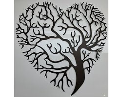 Levensboom hart vorm Tree of Life KB122BR wanddecoratie groot hartje Industrieel Muurdecoratie metaal - lifetree – blik – diameter 64 cm, dikte 2 mm Arbre de Vie Arbre de Life