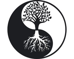 Levensboom - Metaal - 50cm - Tree of Life - Wanddecoratie - wandbord - zwart wit muurdecoratie - Yin Yang - Wall Art - Tuindecoratie - Geschikt voor binnen en buiten