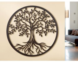 Levensboom metaal- 60x60 - wanddecoratie - Muurdecoratie - Metaal - roestbruin