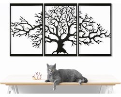 Levensboom, muurdecoratie metaal, wanddecoratie, muurdecoratie woonkamer, stamboom, 3D, metalen sculptuur voor aan de muur, voor thuis, op kantoor, in de slaapkamer, woonkamer of buiten, groot, 3 stukken (ieder 48 x 60 cm)