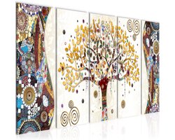 Levensboom Schilderij - Kunstafdruk Fleece Canvas Wanddecoratie voor Huiskamer en Slaapkamer