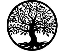 Levensboom Tree of Life - Wanddecoratie Rond Industrieel Muurdecoratie Hout Natuurlijk Woonkamer - Groot XL - Zwart - Valentijn - Valentijn decoratie - Valentijn cadeautje voor haar - Valentijn cadeautje voor hem - Moederdag cadeautje - Moederdag