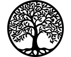 Levensboom - Tree of life - Wanddecoratie - Rond - Muurdecoratie - Hout - Natuurlijk - Woonkamer - Zwart - Cadeau voor haar- Cadeautje voor hem - Moederdag cadeau - Moederdag