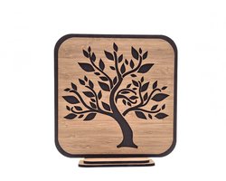 Levensboom - vierkant - decoratie - accessoires - wonen - zwart - bamboe - 26x25