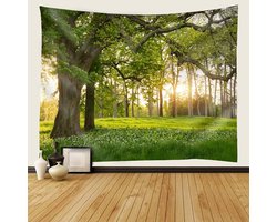 Levensboom wandtapijt - psychedelisch groene wanddecoratie - 240 x 220 cm