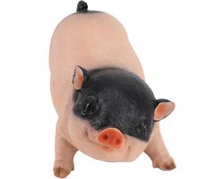 Levensecht varken tuinbeeld 26cm - decoratieve sculptuur voor binnen en buiten - grappige tuindecoratie - gazonornament - koolstofvezel stijl