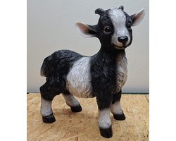 Levensechte Geit zwartwit staand beeld - 45cm hoog - polyresin - polystone - Decoratie - Woonaccessoires - Beeld - Boerderijdieren