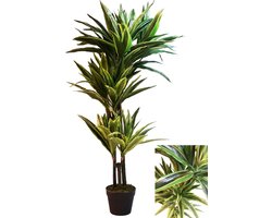 Levensechte Kunst Dracaena Lemon Lime 120 cm met pot - Kunstplant - Net echte Kunstplant - Groene Kunstplant - Nep plant voor binnen - Kamer Decoratie - Nepplanten Kunst plant