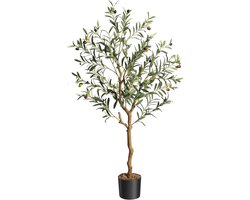 Levensechte Kunst Olijfboom in Pot - 120 cm - Grote Kunstplant voor Binnen & Buiten - Onderhoudsvrije Decoratie voor Woonkamer en Kantoor