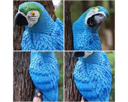 Levensechte vogel ornament figuur papegaai model blauw links - realistische hars vogel ornament figuur papegaai model speelgoed tuin sculptuur wanddecoratie