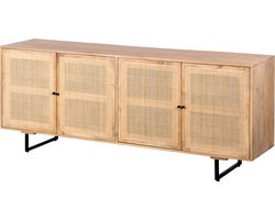Lewis & Loft Dressoir Lucas – Met 4 deuren – FSC®-gecertificeerd mangohout – Rotan – Naturel