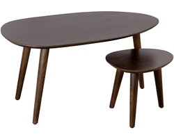 Lewis & Loft Salontafel Lela - Organisch - FSC®-gecertificeerd mangohout - Walnoot bruin - Set van 2