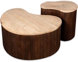 Lewis & Loft Salontafel Lena - Organisch vorm - Bruin - Klein en groot - Set van 2