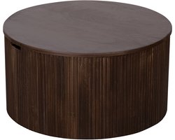 Lewis & Loft Salontafel Lonne - FSC® mangohout - Met opbergruimte - ⌀70 cm – Walnoot bruin