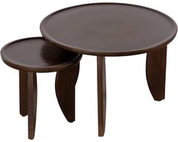 Lewis & Loft Salontafel Luuk - FSC® mangohout - Rond - Walnoot bruin - Set van 2