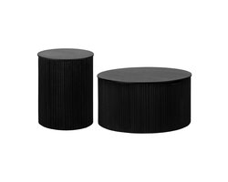 Lewis & Loft Salontafel set Lonne - FSC Mangohout - Ø40 cm - Ø70 cm - Met opbergruimte - Zwart - Set van 2