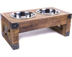 Lex & Max Feeder - Voerbakken Standaard - RVS bakken 24CM - 65x35x25cm - Hout