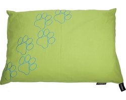Lex & Max Happy Feet - Hondenkussen - Rechthoek - Lime/Aqua - 100x70cm