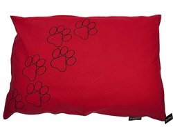 Lex & Max Hondenkussen Happy Feet Rood - 100 x 70cm