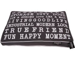 Lex & Max Tekst Urban - Hondenkussen - Boxbed - Antraciet - 120x80x9cm