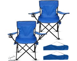 Lexorion Campingstoel - Kampeerstoel - Campingstoelen Set van 2 - Opvouwbaar Campingstoel - Strandstoel - Draagvermogen 120 kg - Klapstoel - Vouwstoel - Camping - Kamperen - Visstoel - Klapstoelen - Festival Stoel - Blauw