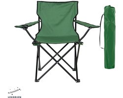 Lexorion Campingstoel - Kampeerstoel - Opvouwbaar Campingstoel - Strandstoel - Draagvermogen 120 kg - Klapstoel - Vouwstoel - Camping - Kamperen - Visstoel - Klapstoelen - Festival Stoel - Groen