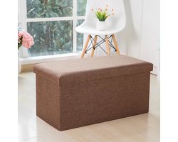 Lexorion ComfyStorage - Opbergkist - Opvouwbaar - Zitkist - Zitbank Met Opbergruimte - Kist Met Deksel - Ruimtebesparend zit bank - Zitbank Met Opbergruimte - Opvowbare Poef - Opbergdoos - Ruimtebesparend zit bank - Bruin - 76 x 38 x 38 cm