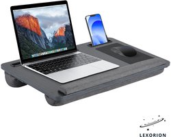 Lexorion Elite Laptoptafel – Bedtafel – Ergonomische Schoottafel met Muismat & Polssteun – Draagbare Lapdesk voor Bed & Bank – 55,5x34x6,5cm – Laptoptafel Bijzettafel – Zwart