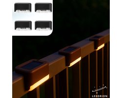 Lexorion LED Wandlampjes op Zonne Energie - 4 stuks - Zwart