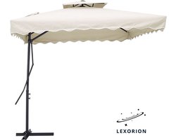 Lexorion Luxe - Parasol - Vierkante Parasol - 2.2x2.2m met Rechthoekige Voet – Stokparasols - Tuinparasol - UV & Waterbestendig - Strandparasol met PA-Coating – Inclusief Montagehandleiding