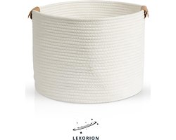 Lexorion Natura - Opbergmand - Katoenen Opbergmand - Wit - Maat XL - 40x35 cm - Speelgoedmand & Badkamer Opberger - Milieuvriendelijk