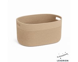 Lexorion Natura - Opbergmand van Katoen – Bruine Kleur – 20 L - 39×26×25 cm – Zacht & Duurzaam – Ovale Vorm met Handvatten