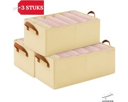 Lexorion Opbergmand – Kleding Kast Organizer – Grote Mand met handvatten – Speelgoedmand – Kastorganizer – Decoratief en Functioneel – Opvouwbare Mand voor Kinderkamer, Badkamer, Woonkamer – 47x27x20 cm – Beige