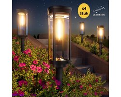 Lexorion Solux - Tuinverlichting - Zonne-energie - Set van 4 LED Solar Tuinlampen - Solar - IP55 Waterdicht - Energiebesparende Buitenverlichting voor Terras, Pad, Gazon & Achtertuin